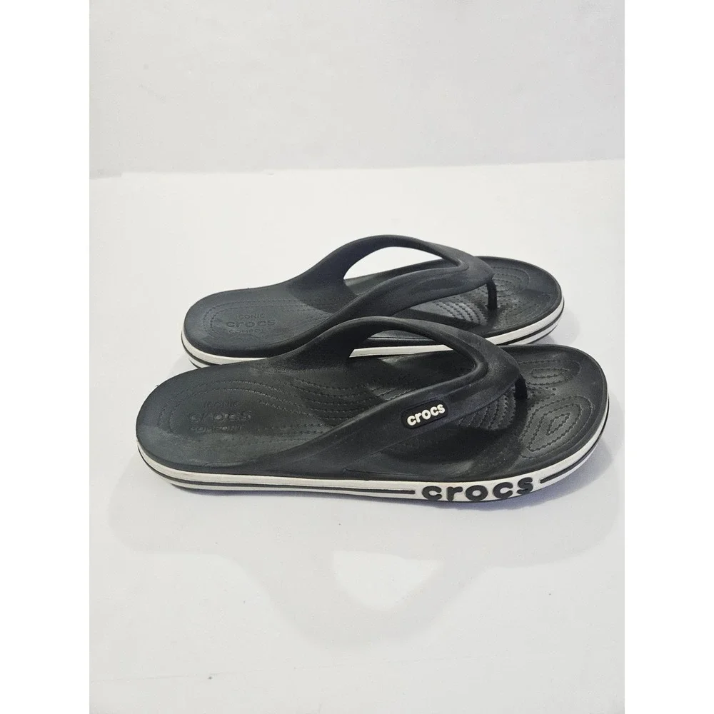 Crocs Unisex‎ Bayaband Flip Sandals Black/White US Men's 12 Women's 10
